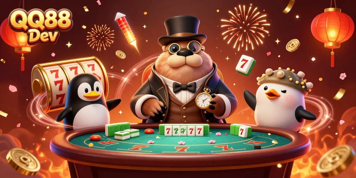 Engage in thrilling wins with QQ88 Dev at an exciting underwater poker match featuring whimsical characters.