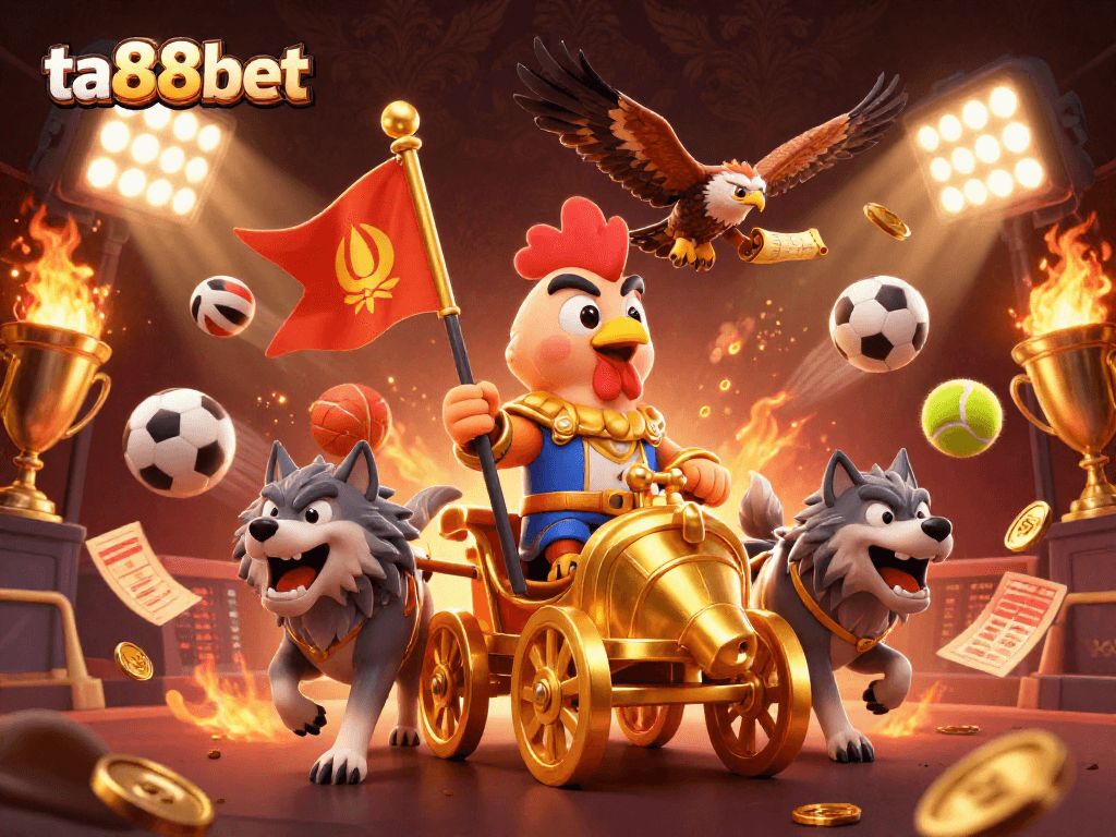 Experience thrilling gameplay with ta88bet in an action-packed casino scene featuring dynamic elements and characters.