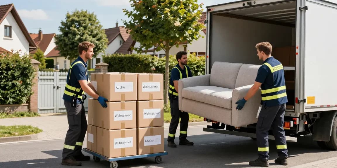 Umzugsunternehmen Schwetzingen lädt Möbel sorgfältig in das Umzugsfahrzeug.