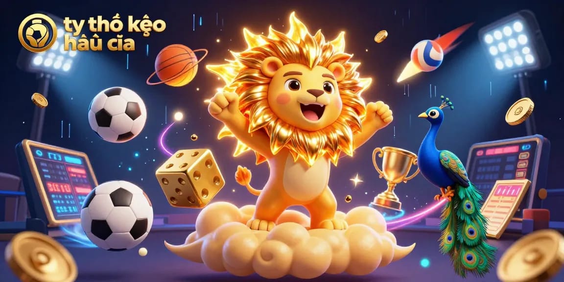 Experience the thrill of tỷ lệ kèo nhà cái in this dynamic sports betting illustration featuring colorful action elements.