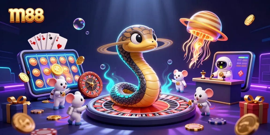 m88 offers exciting gameplay with astronaut mice betting on Saturn rings as a roulette wheel.