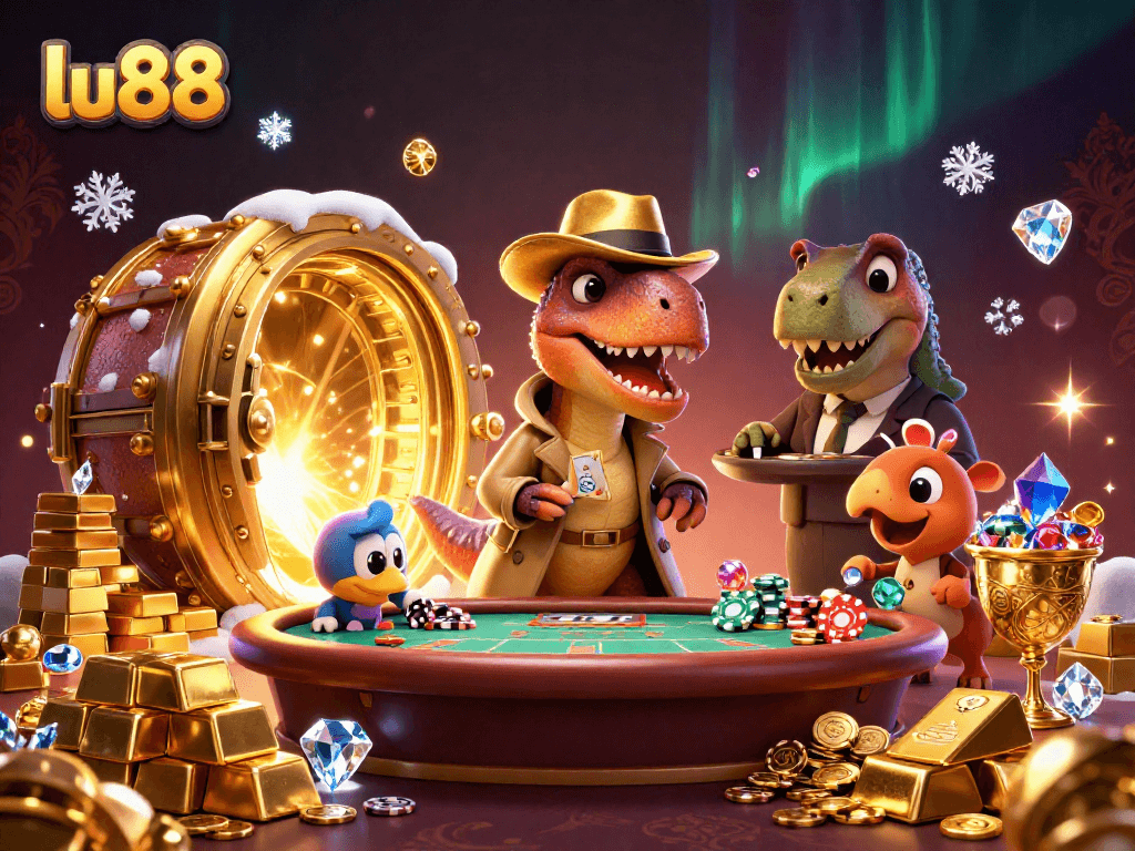 Experience thrilling moments with lu88 at the blackjack table, as a velociraptor card counter attempts to win.