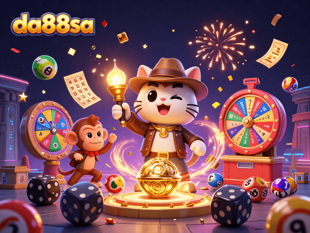 da88sa showcases the thrilling discovery of a golden casino artifact in a vibrant 3D scene