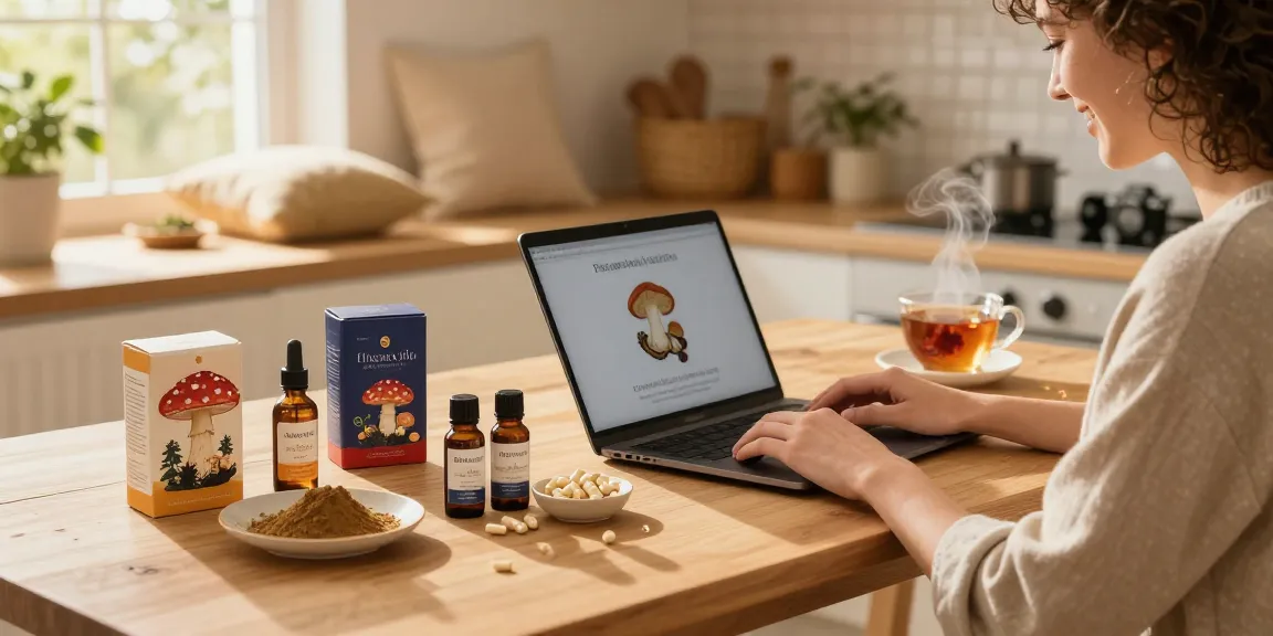 Shoppen Sie Fliegenpilz Kaufen-Produkte wie Pulver und Kapseln in einem gemütlichen Zuhause.