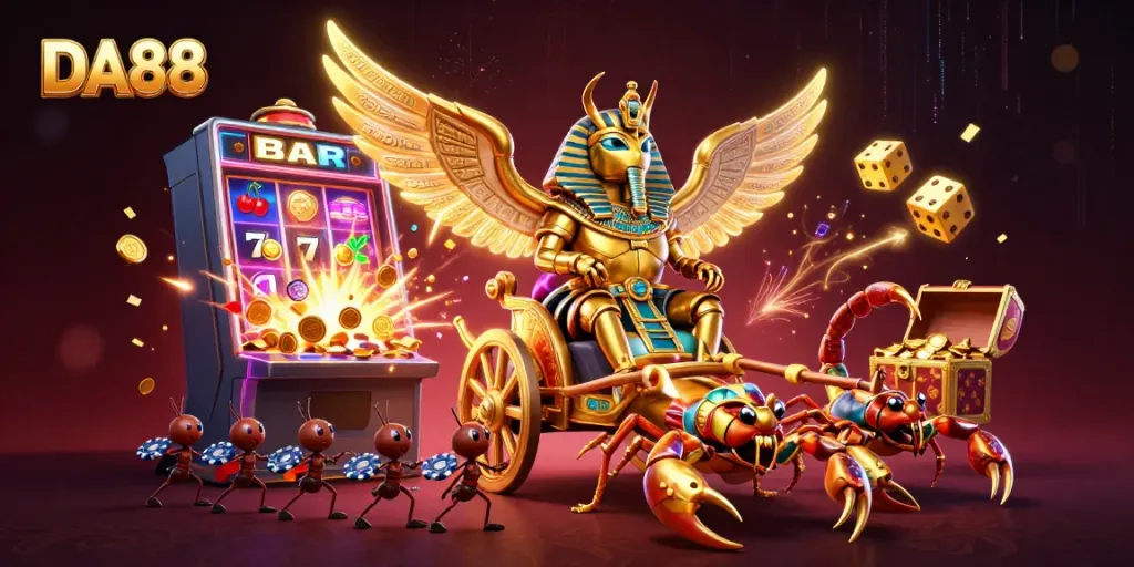 Play exciting casino games with DA88 featuring dynamic slot machines and vibrant characters