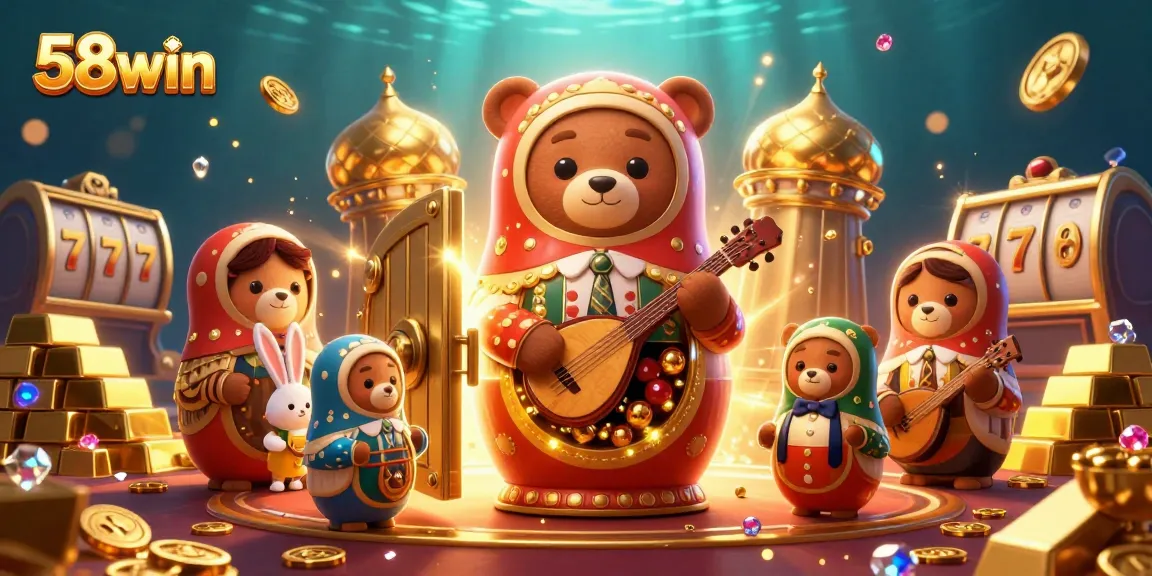 Experience thrilling gaming action with 58win featuring 3D cartoon characters and vibrant casino elements.