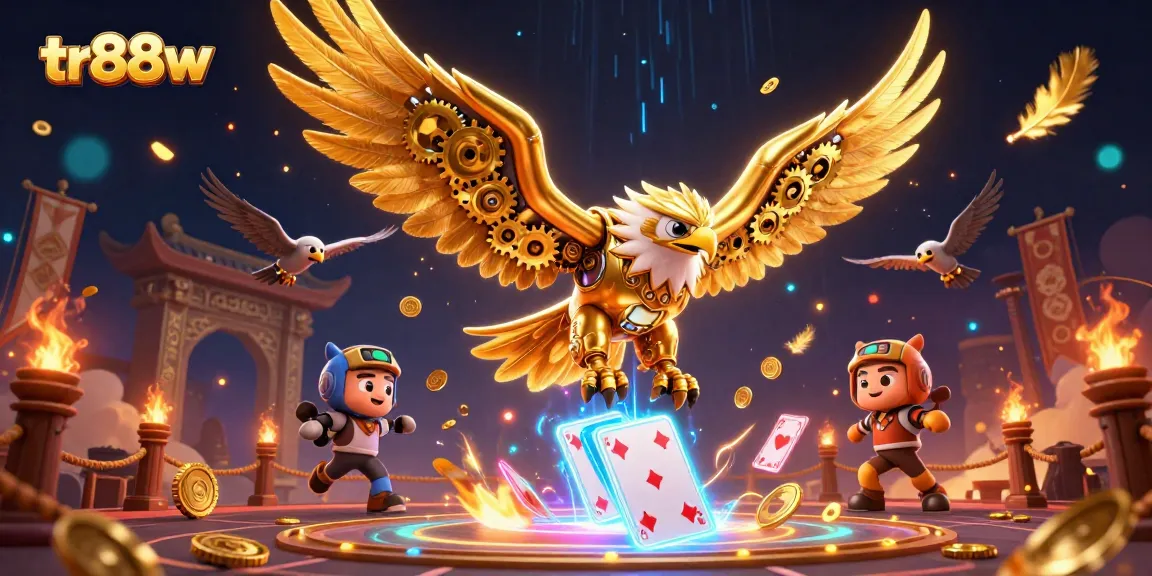 tr88w engages with dynamic casino elements in a vivid 3D illustration showcasing betting excitement.