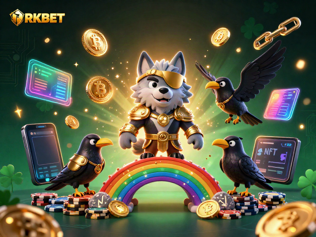 Experience thrilling gameplay at RIKBET with a dynamic casino-themed 3D illustration featuring Odin and ravens.