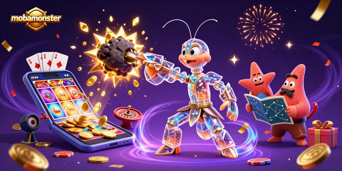 Experience thrilling wins with mobamonster's vibrant slot game action amidst dynamic cosmic visuals.