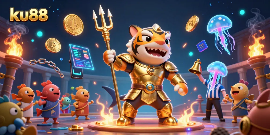 Experience the excitement at ku88's underwater casino colosseum with a fierce gladiator shark!