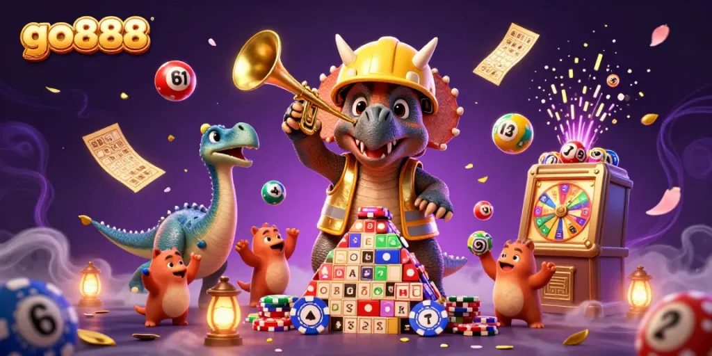 Celebrate wins with go888 as lively characters create an exciting casino scene.
