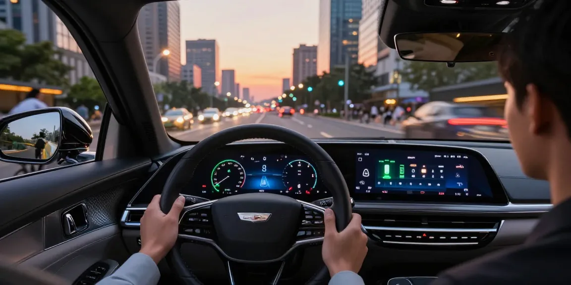 Do the Driving Modes in the Cadillac Lyriq Offer Different Ranges or Battery Usages? View of Cadillac Lyriq switching driving modes on urban road.