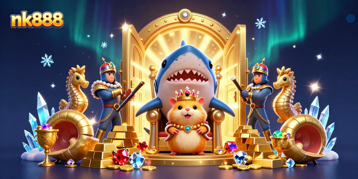 Experience the excitement of nk888 with a golden hamster king ruling a treasure-filled casino.