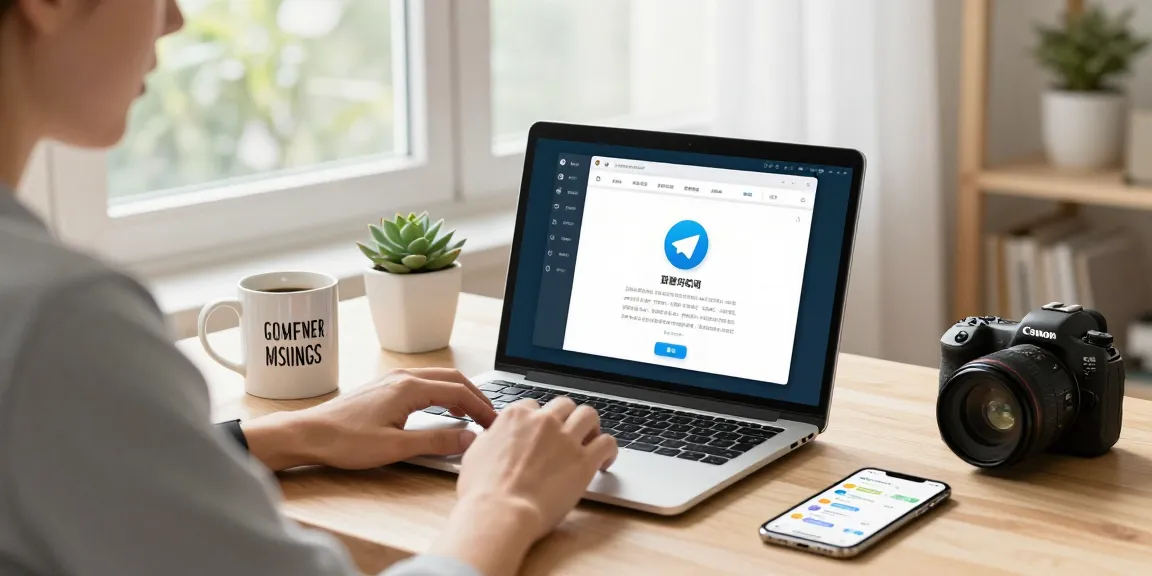 Engaged user setting up Telegram Chinese interface in a cozy home office.