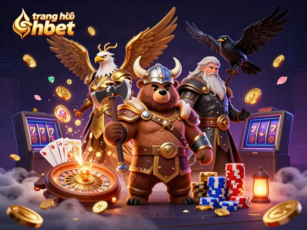 Engage with the vibrant world of trang chủ shbet featuring a Viking bear and Valkyrie in a dynamic casino scene.