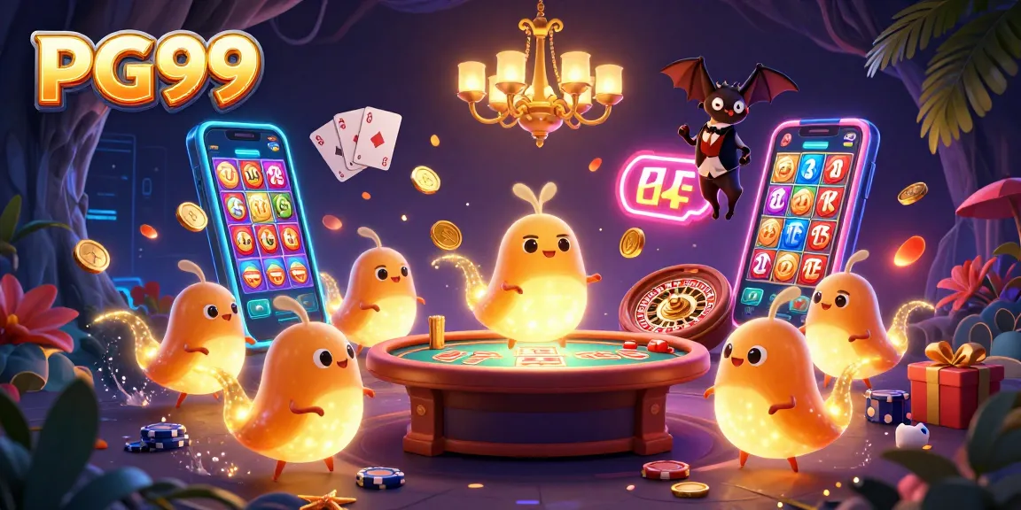 Engage in PG99’s vibrant casino action with glowworms illuminating games and gold coins erupting!