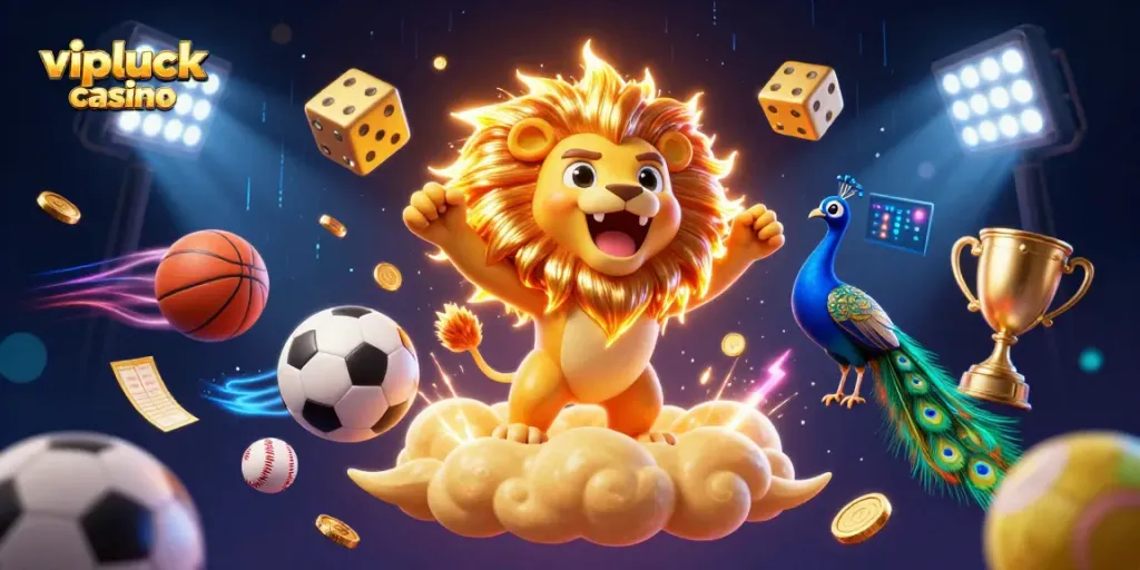 Experience the excitement of vipluck casino with a vibrant illustration of thrilling games and dynamic elements.
