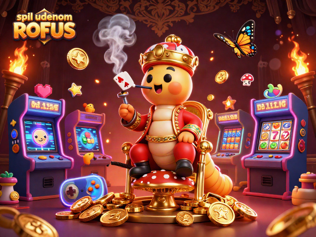 Engage in spil uden om ROFUS with a vibrant 3D casino illustration showcasing gaming excitement.