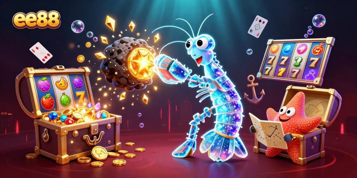 ee88 slots and treasures featured in a cosmic 3D illustration celebrating casino gaming