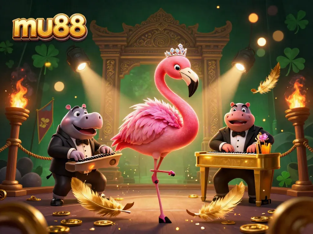 Engage with lively mu88 casino experience featuring flamboyant flamingo singer and cool hippo bassist.