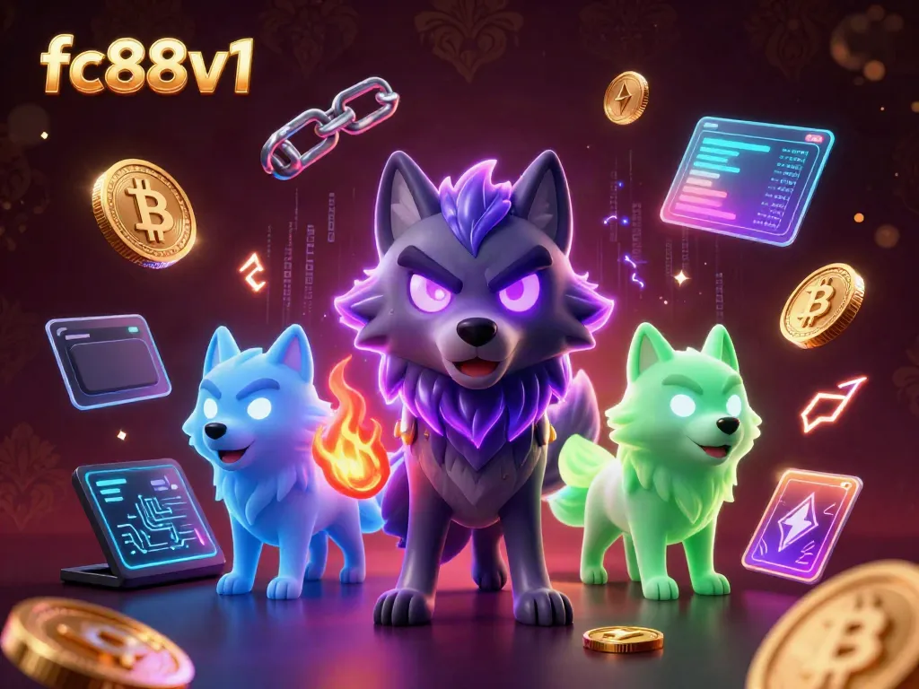Engage with fc88v1 in a vibrant 3D casino scene filled with dynamic elements, showcasing crypto coins.