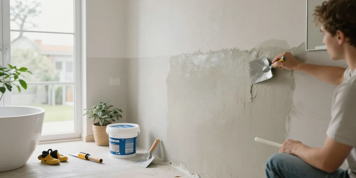 Fugenloses Bad selber machen: DIY-Projekt mit Mikrozementanwendung im modernen Badezimmer.