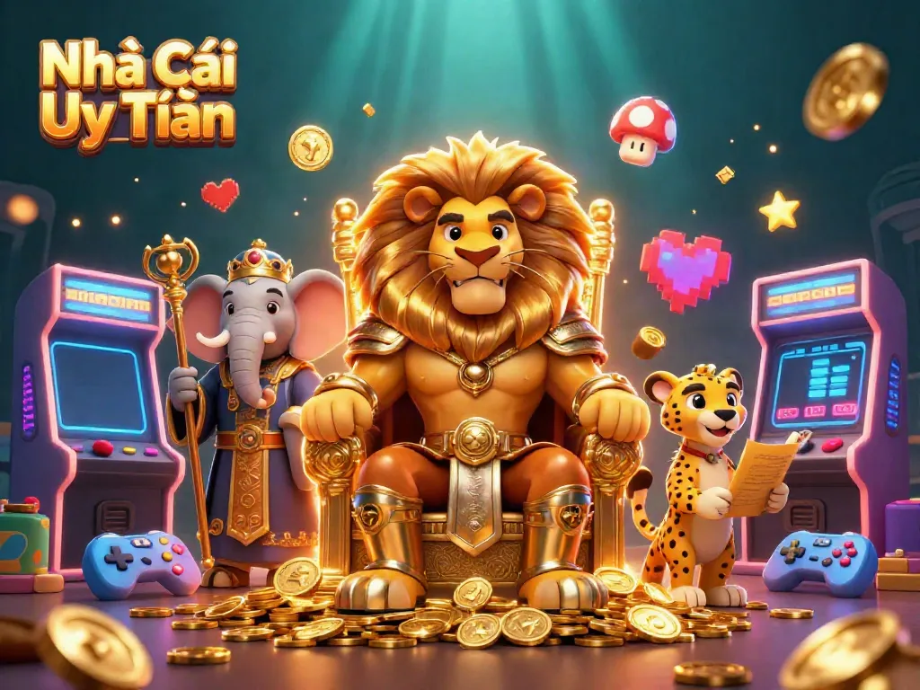 Engage with the thrilling world of Nhà Cái Uy Tín featuring vibrant 3D characters amidst casino elements.