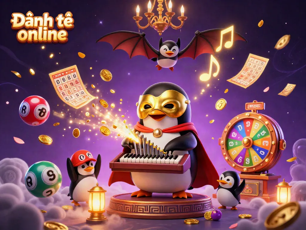 Experience Đánh đề online with thrilling lottery elements and a whimsical penguin character.
