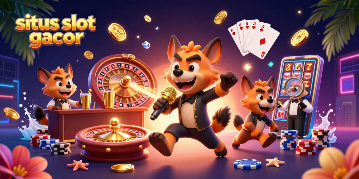 Engage with situs slot gacor for thrilling jackpot wins this 2026 at a vibrant cartoon casino scene.
