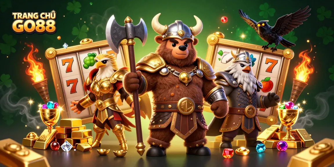 Discover exciting gameplay at TRANG CHỦ GO88 with vibrant slot reels and treasure elements.