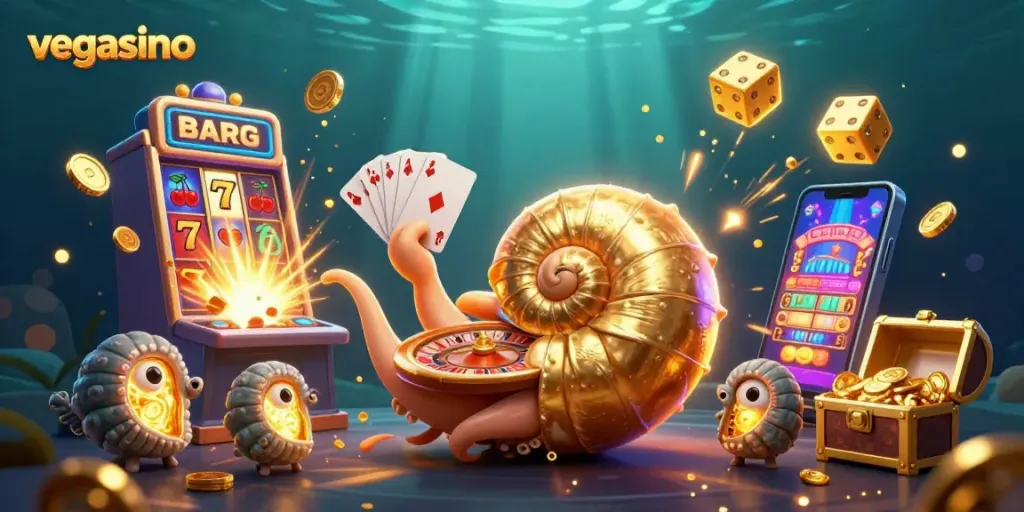 Play exciting games at Vegasino Casino with a dynamic nautilus roulette wheel and jackpot thrills!
