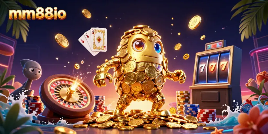 Experience thrilling play with mm88io's vibrant game elements and golden golem.