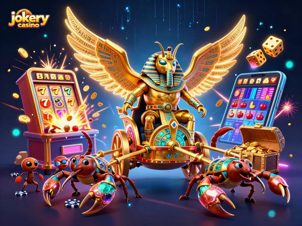 Experience the excitement of jokery casino with dazzling 3D scenes of golden jackpots and vibrant games.