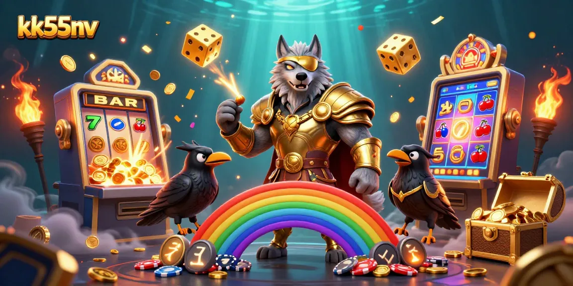 Experience thrilling slots and jackpots at kk55nv with our vibrant casino-themed illustration showcasing Norse mythology.