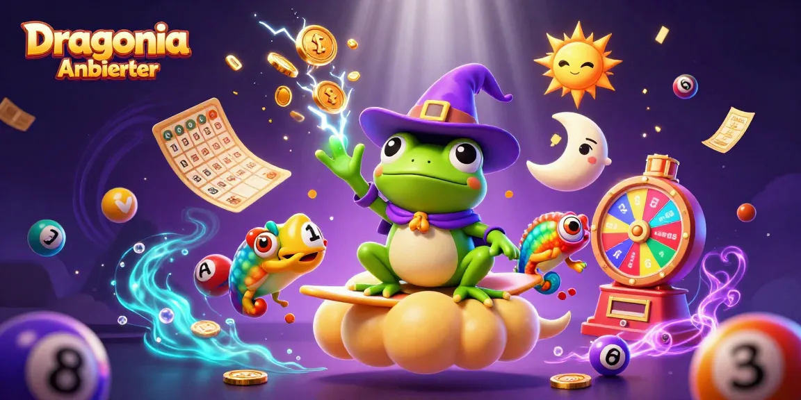 Erlebe den Dragonia Anbieter mit einem wetterzaubernden Frosch, der Geldregen erzeugt und die Glücklichkeit der Spiele symbolisiert.