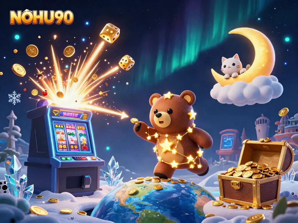 Experience the thrill of NOHU90 with a captivating jackpot scene featuring vibrant elements and playful characters.