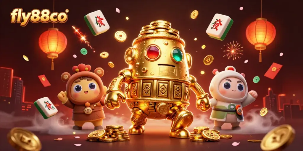 Engage with excitement on fly88co as the golden golem and vibrant symbols bring the casino experience alive.