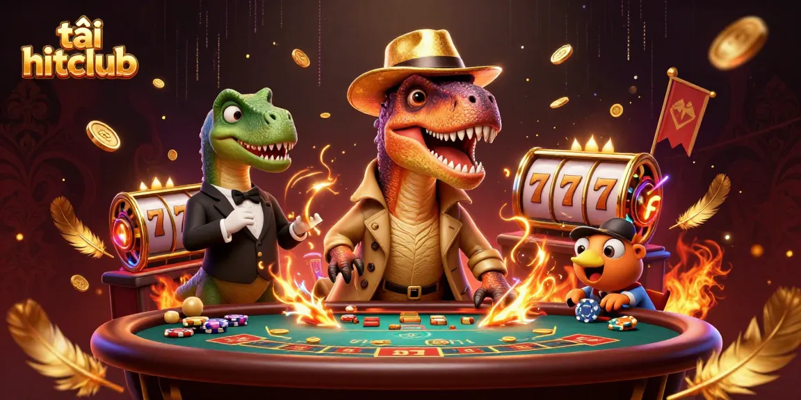 Experience the excitement of tải hitclub with a 3D velociraptor card counter at a blackjack table.
