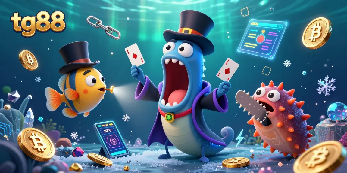 Experience thrilling gambling with tg88 at the vibrant underwater casino featuring bioluminescent characters.
