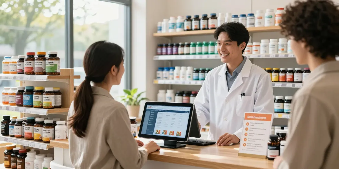 Medi Pharma Shop, der eine einladende E-Commerce-Apotheke mit Wellnessprodukten und aufmerksamem Service zeigt.