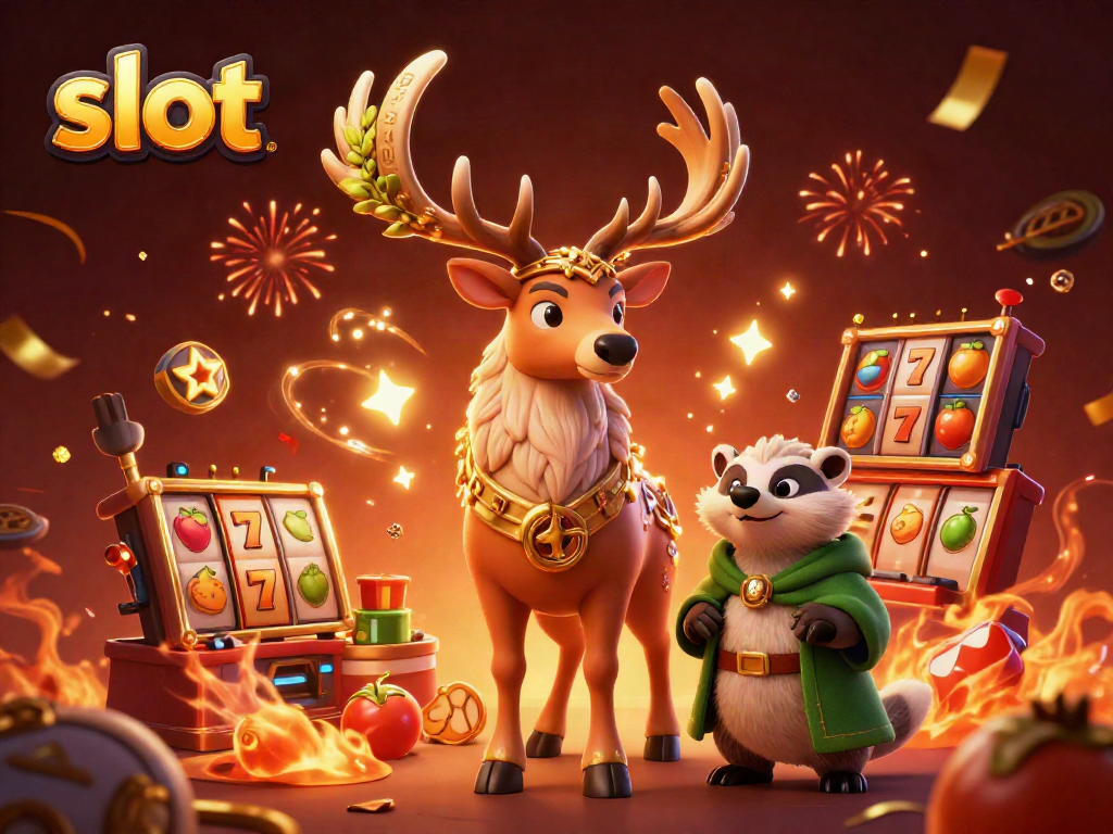 Experience the thrill of slot gaming with vibrant characters and dynamic casino elements.