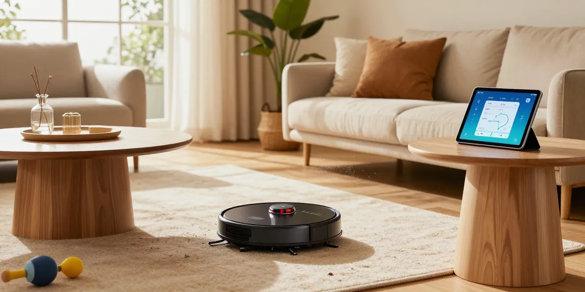 The best robot vacuum 2026 operates seamlessly in a stylish living room, showcasing its efficiency and modern design amidst family life.