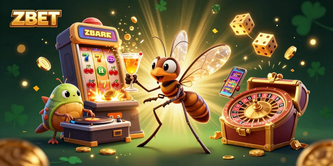 ZBET brings a vibrant casino atmosphere with dynamic characters and sparkling elements in a lively scene.