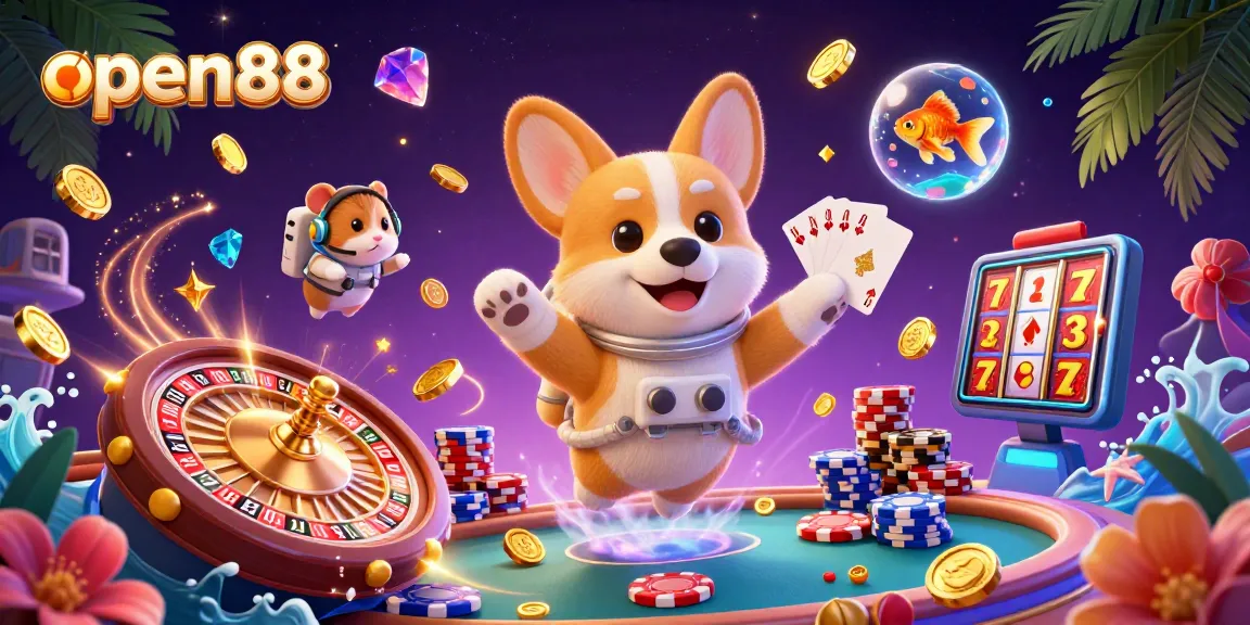 Experience excitement at open88 with a 3D cartoon astronaut corgi in a space casino!