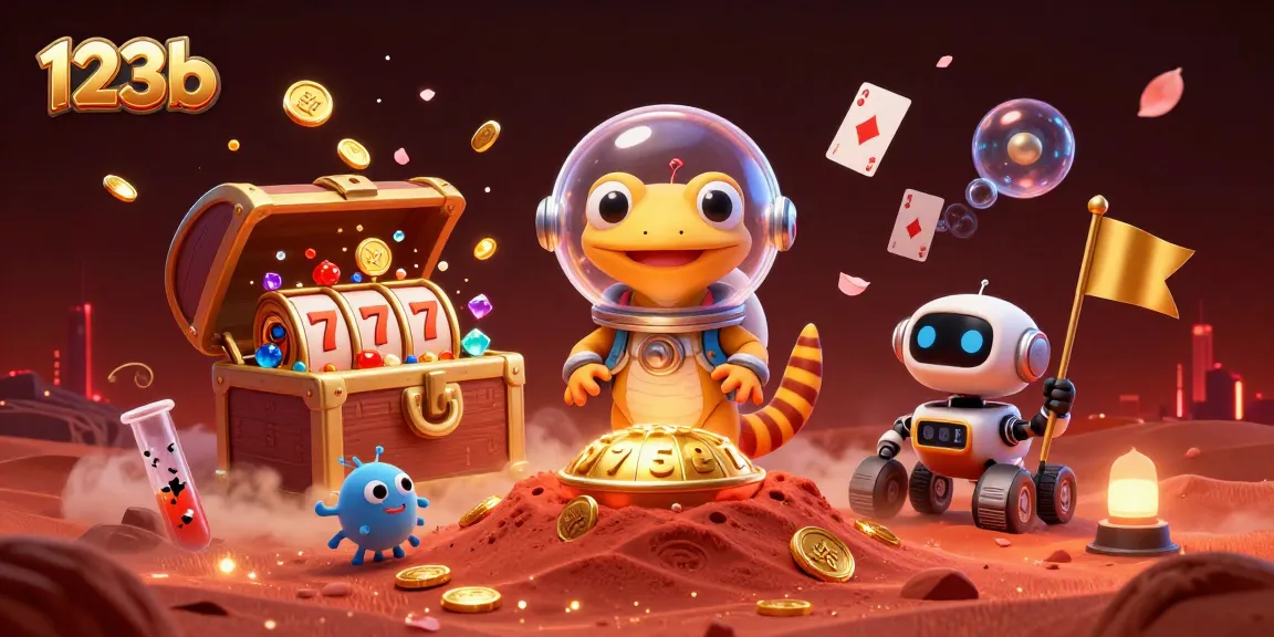 Engage in 123b casino excitement with a Martian gecko discovering a golden treasure!