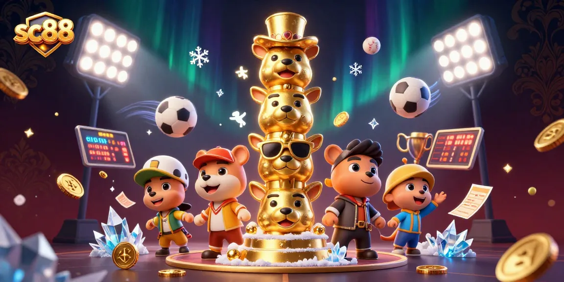 Engage in sc88 gaming action with colorful 3D casino elements and dynamic sports graphics.