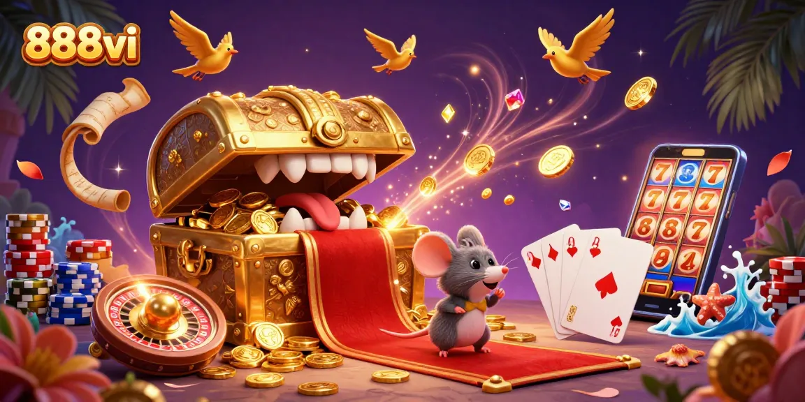 Spin your luck at 888vi's vibrant casino with golden treasures and dynamic game elements.