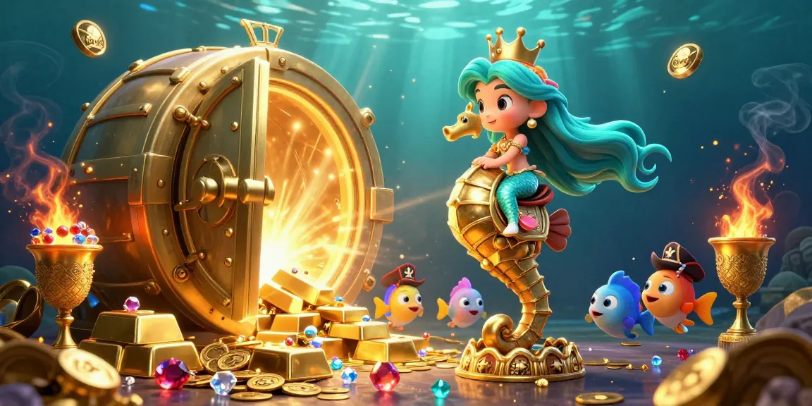 Experience the thrill of 68WIN with vibrant underwater treasures and a mermaid princess leading the adventure in a dynamic casino scene.