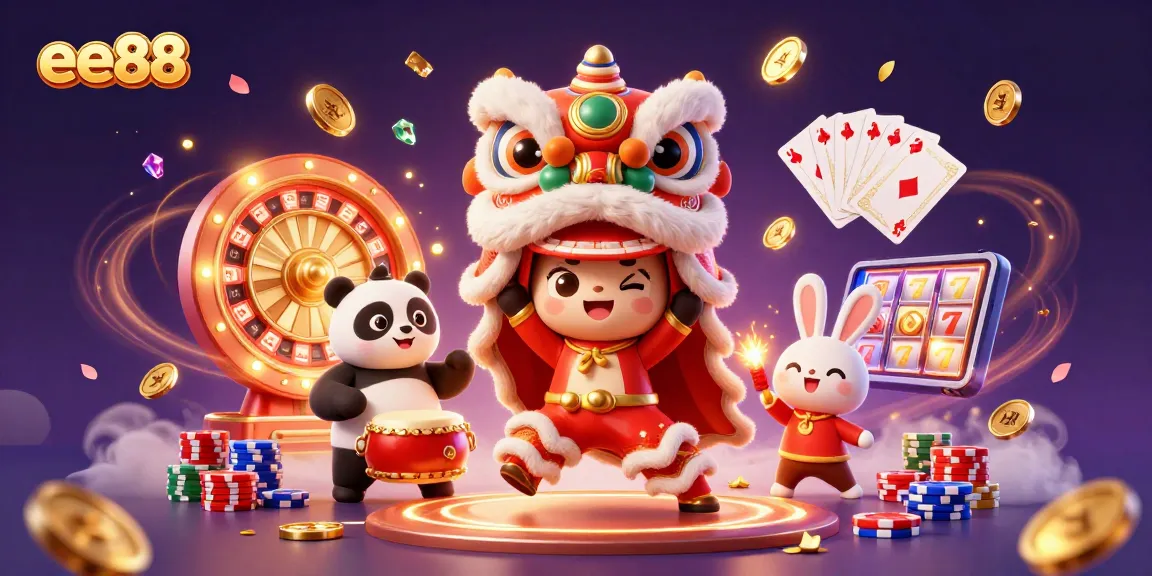 Spin the reels and win big with ee88 in this vibrant casino celebration scene.