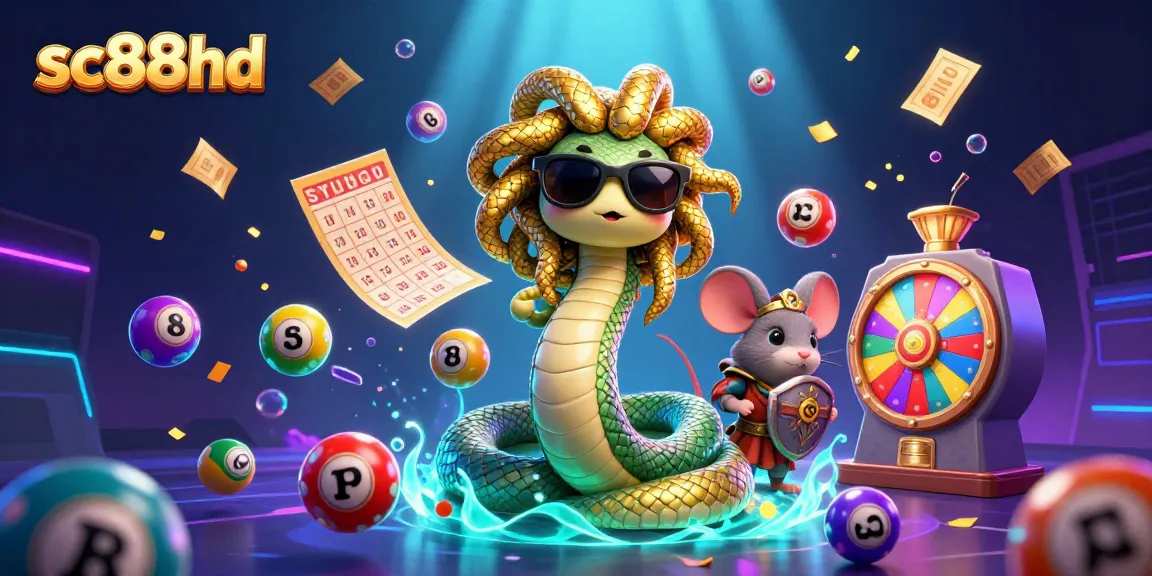 Play exciting lottery games at sc88hd while enjoying vibrant characters and colorful elements in a lively scene.